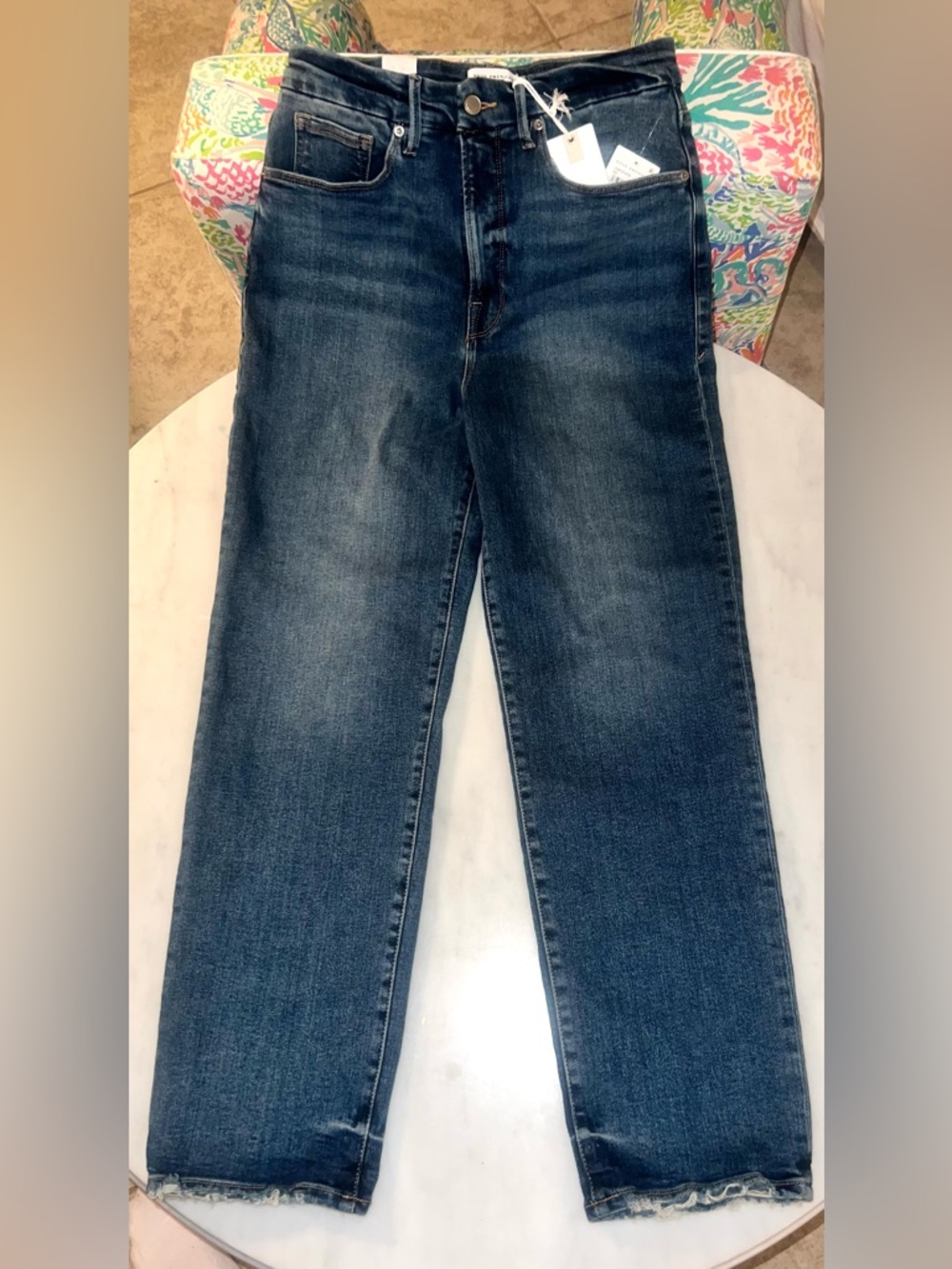 NWT Good American Good Boy Straight Cropped Jeans Size 10/30; Originally $159 - Picture 2 of 8